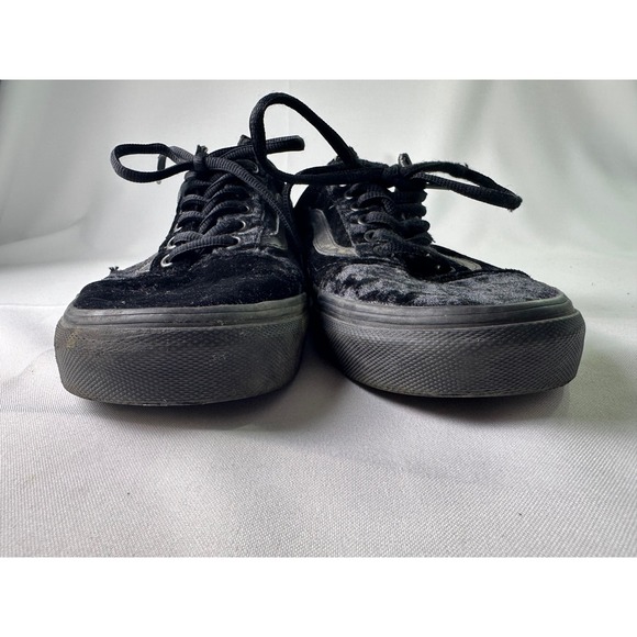 Vans Old Skool Black Velvet Low Top Sneakers Men's Size 9 Women's 10.5 - Picture 7 of 11